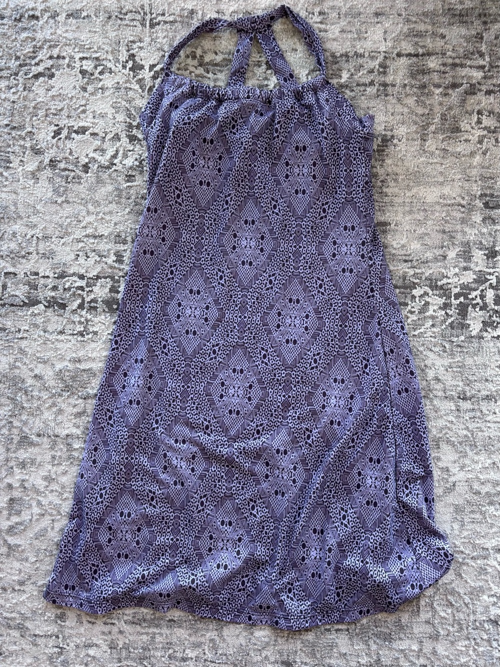 Prana Quinn Breathe Racerback Dress Purple Geometric Size XS